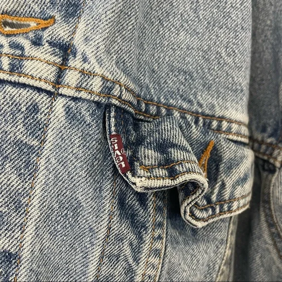Vintage Levi’s Denim Jacket Harley Davidson Patch Size Large Trucker Streetwear - Picture 5 of 12